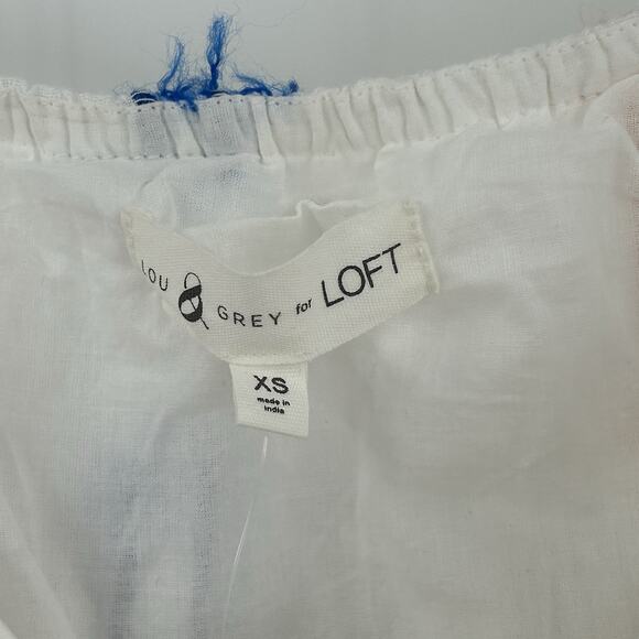 LOU & GREY Fiesta Fringe Cami Mini Dress XS Colorful White Loft Ann Taylor NWT - Picture 2 of 11